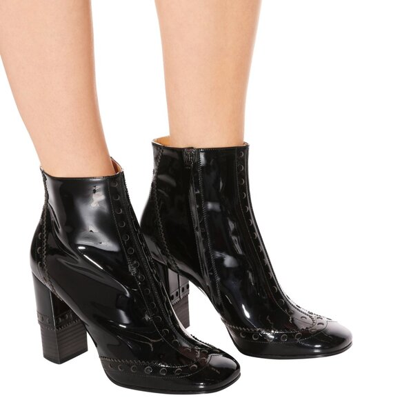 Brand New Chloe Perry 95 Patent Leather Square Toe Ankle Boots - Picture 10 of 13